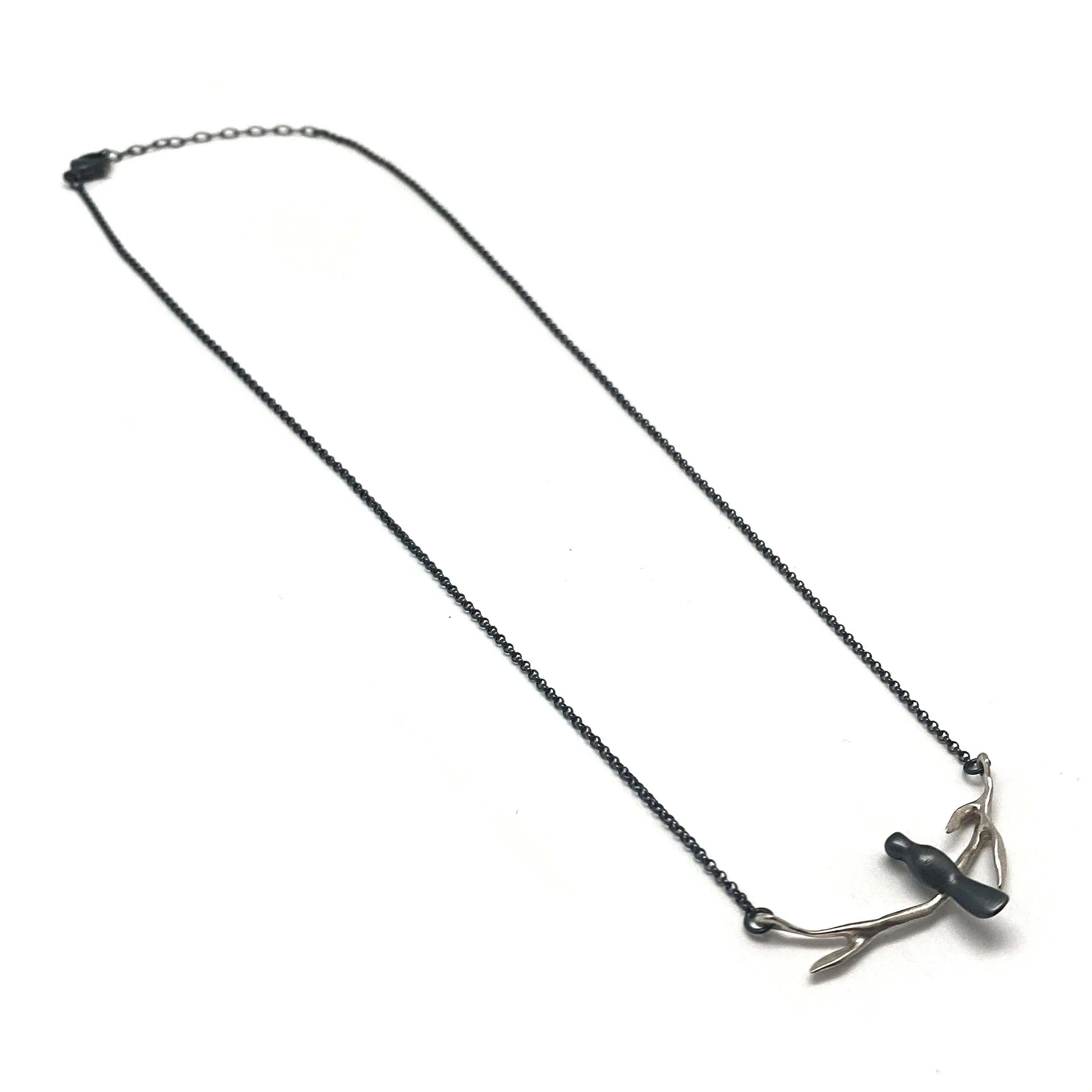 Sterling Silver Perched Bird Necklace