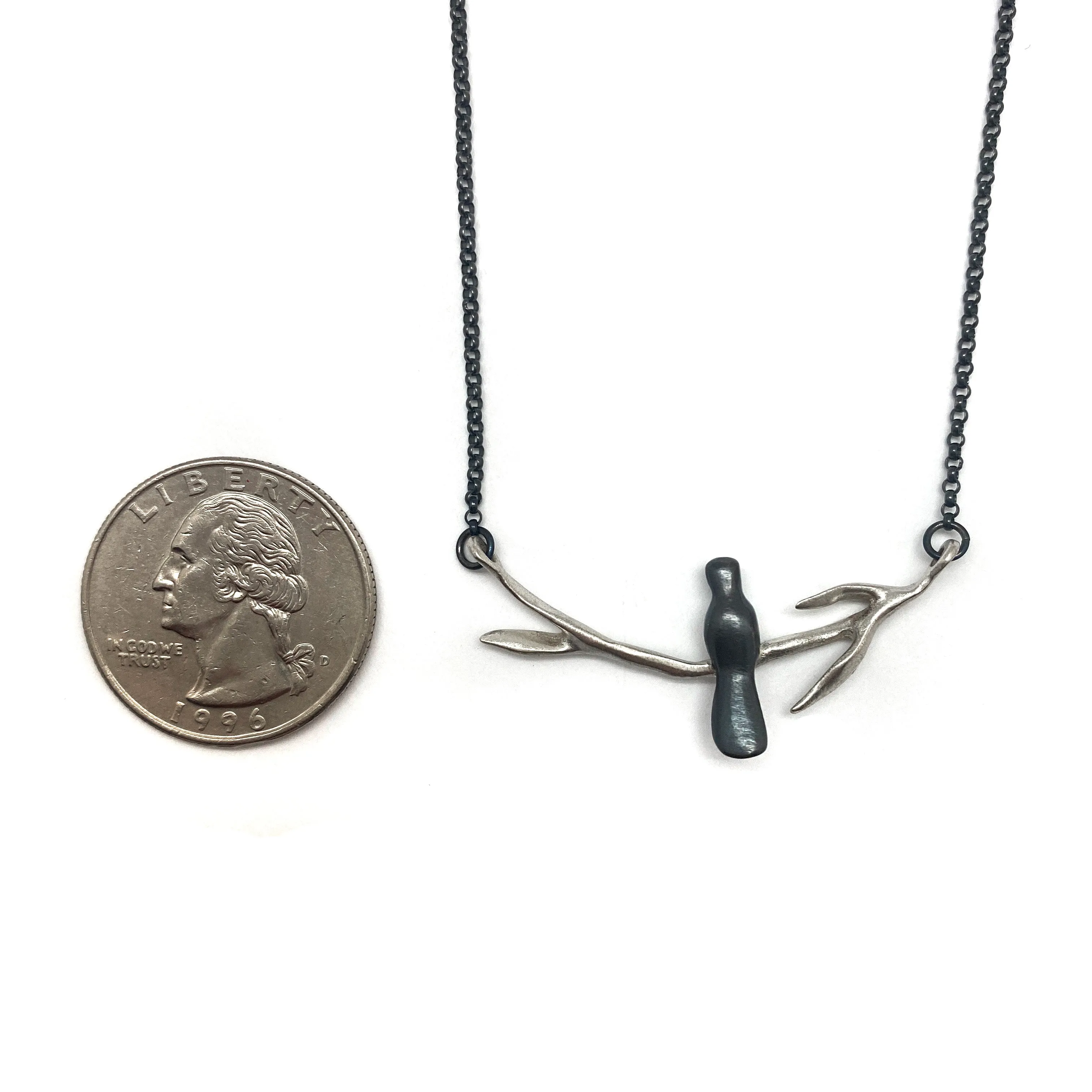 Sterling Silver Perched Bird Necklace