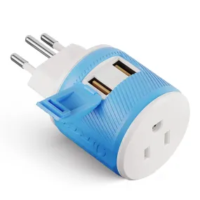 Switzerland Travel Adapter - 3 in 1 - 2 USB - Type J - Compact Design (U2U-11A)