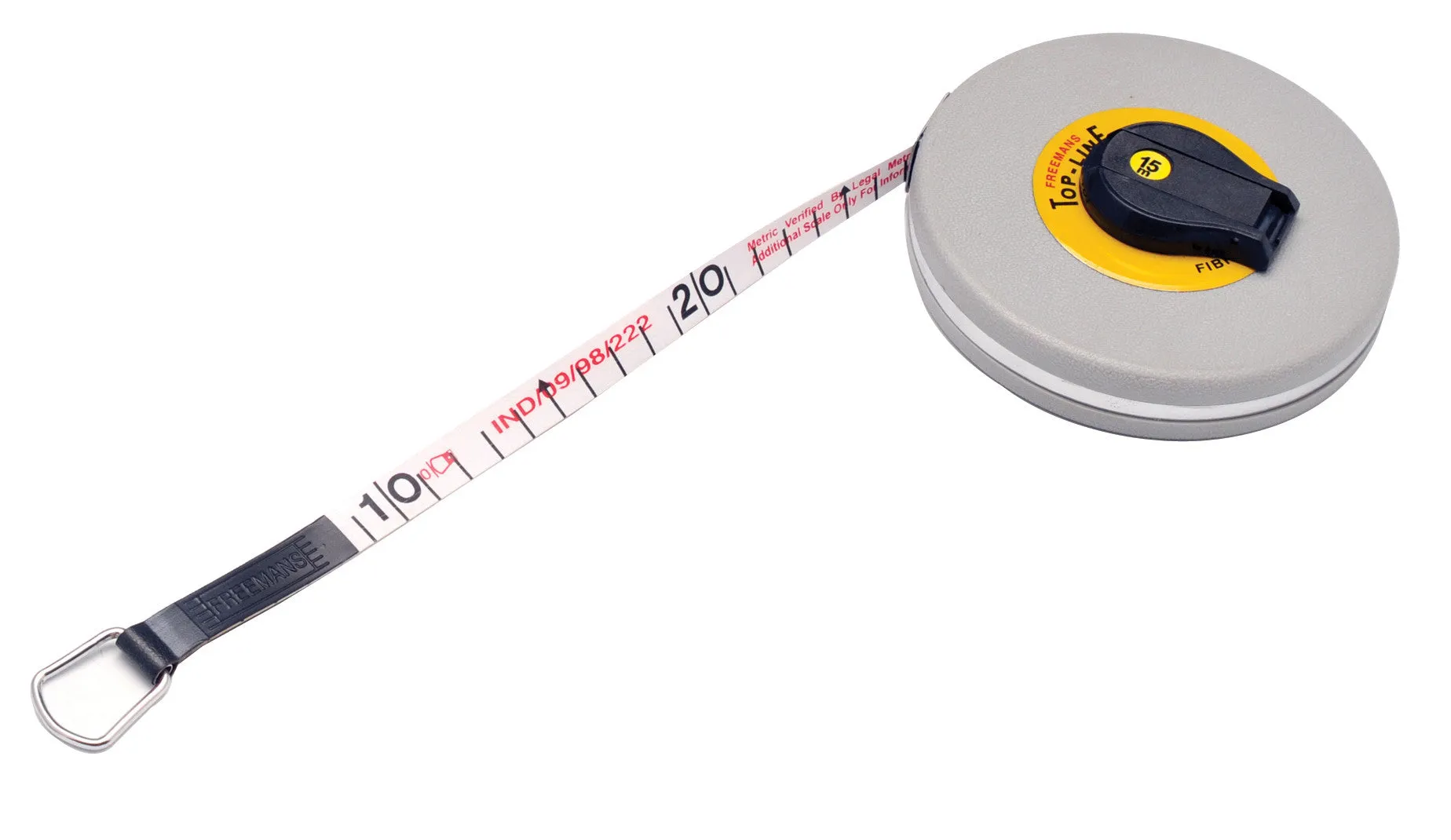 Tape Measure, 15 Meters - Fiberglass, PVC Covering - Winding Handle - Eisco Labs