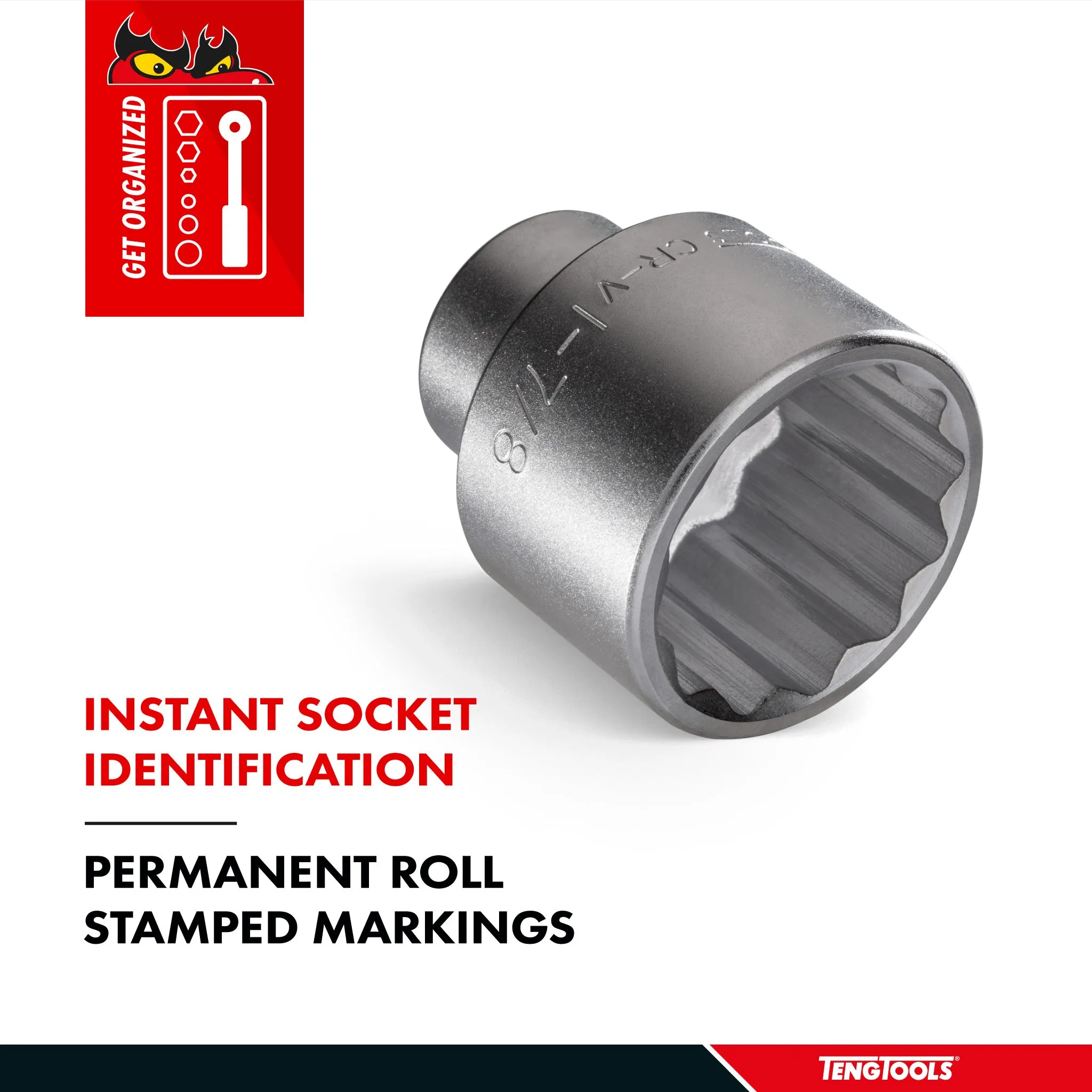 Teng Tools 2 Inch 12 Point SAE Shallow 3/4 Inch Drive Chrome Vanadium Socket | Mechanic Tool | Hand Tool - M340164-C