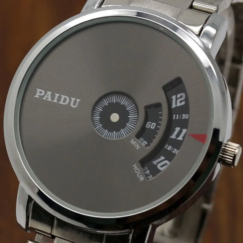 Turntable Dial PAIDU Net Mesh Steel Band Wrist Fashion Watch Men Women Gift