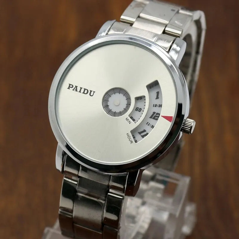 Turntable Dial PAIDU Net Mesh Steel Band Wrist Fashion Watch Men Women Gift