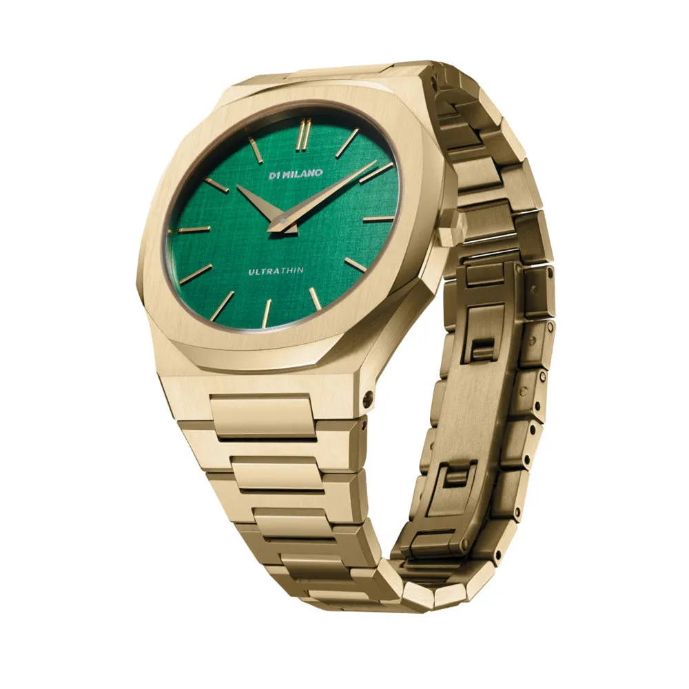 Ultra Thin Women Green Quartz Analog Watch