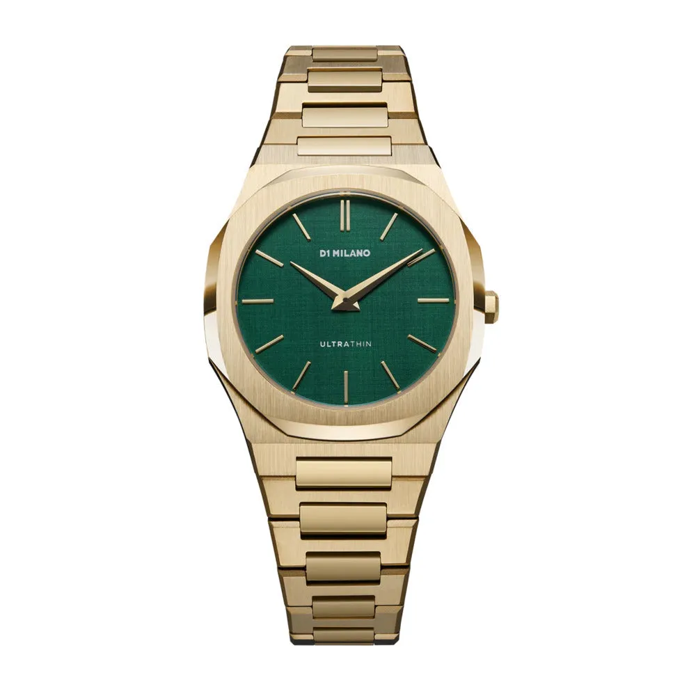 Ultra Thin Women Green Quartz Analog Watch