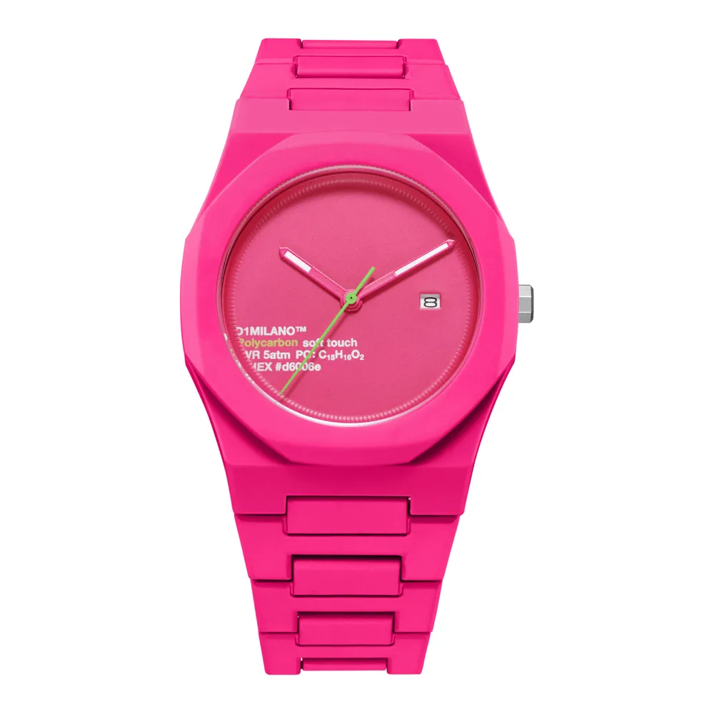 Unisex Polycarbon Pink 40mm Watch