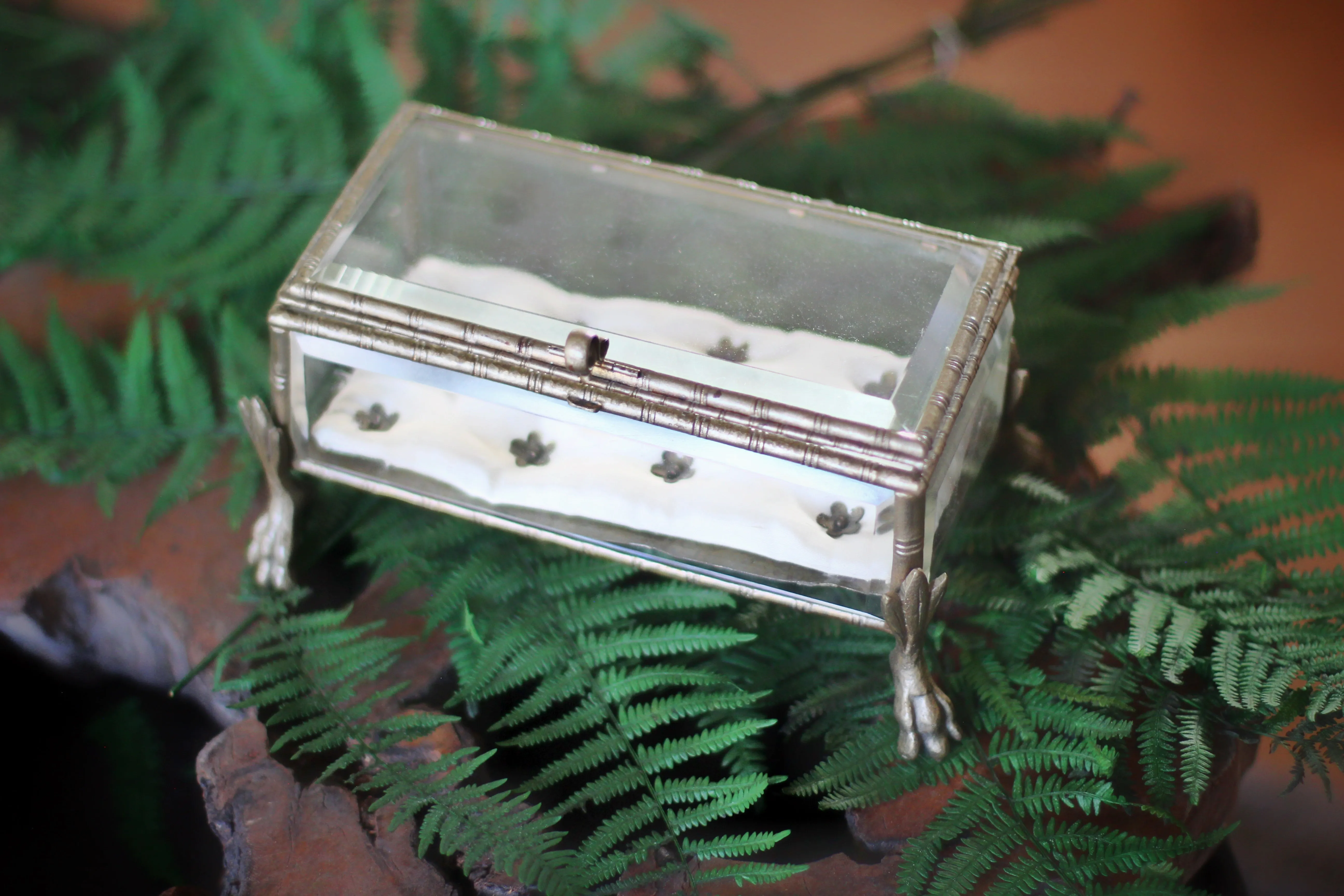 Vintage Claw Feet Platinum Jewelry Box