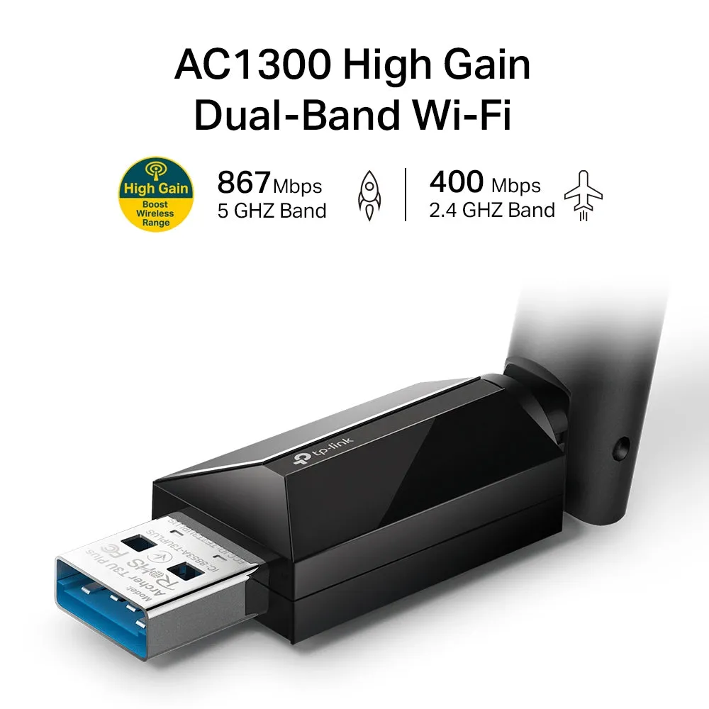 Wlus Tp-Link Archer T3u Plus - Ac1300 High Gain Dual Band Wi-Fi Usb Adapte