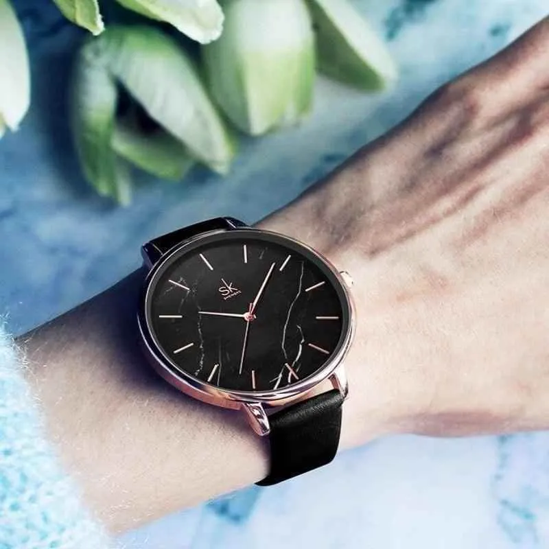 Women's Simple Watches Marble Fashion Leather Quartz #K0137