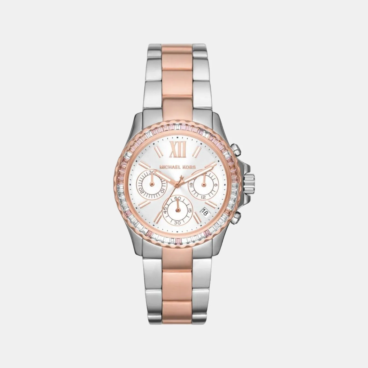 Women's White Stainless Steel Chronograph Watch MK7214