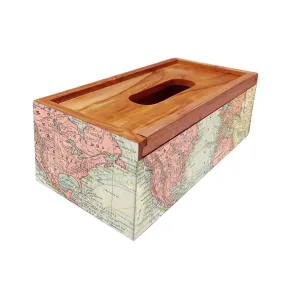 Wooden Rectangular Tissue Dispenser Stand for Office Home