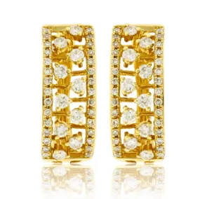 Yellow Gold and Diamond Huggie Hoop Style Earrings