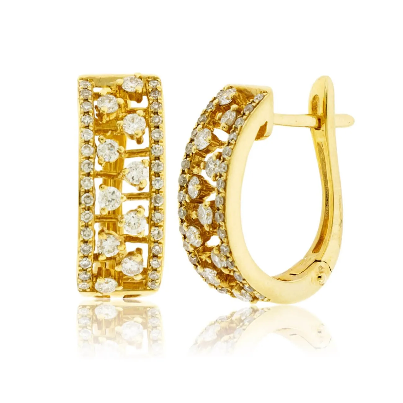 Yellow Gold and Diamond Huggie Hoop Style Earrings